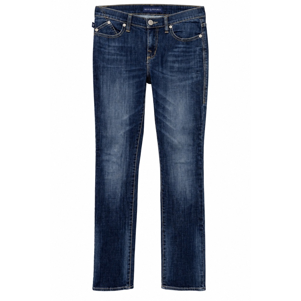 Rock & Republic Berlin Straight Leg Jeans Dark Wash Blue Size Womens 10M R010116